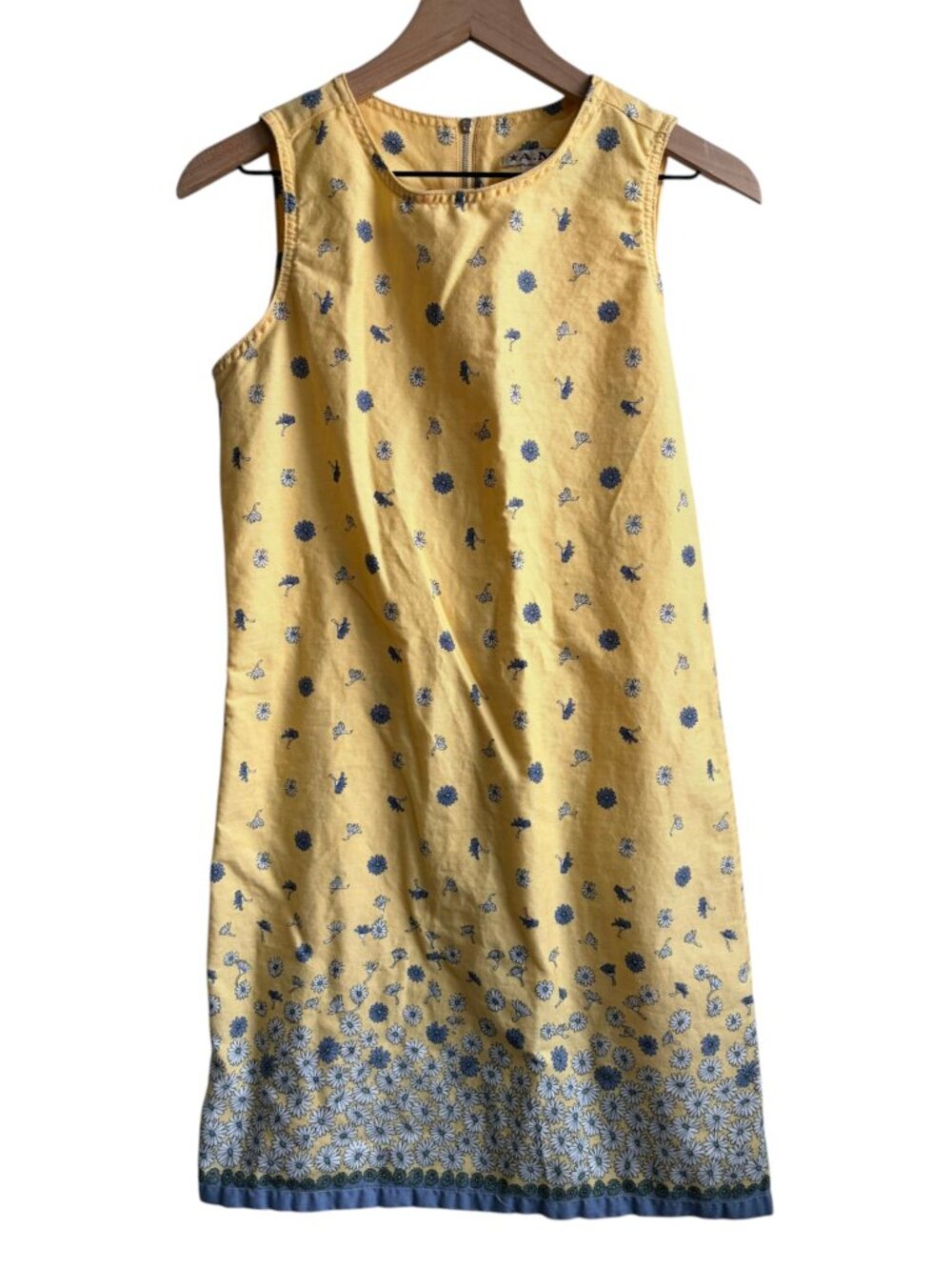 Vintage A.M.I Dress Butter Yellow Floral Daisy Print Dress Small - Picture 2 of 6